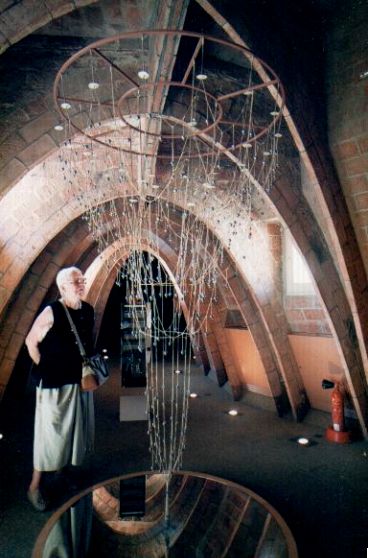 Ellen viewing string sculpture Sculture by Antoni Gaudi.