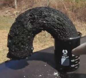 Sulfuric acid turns sugar black.