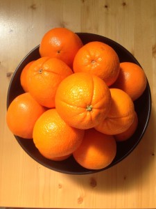 Grocery store orange oranges.